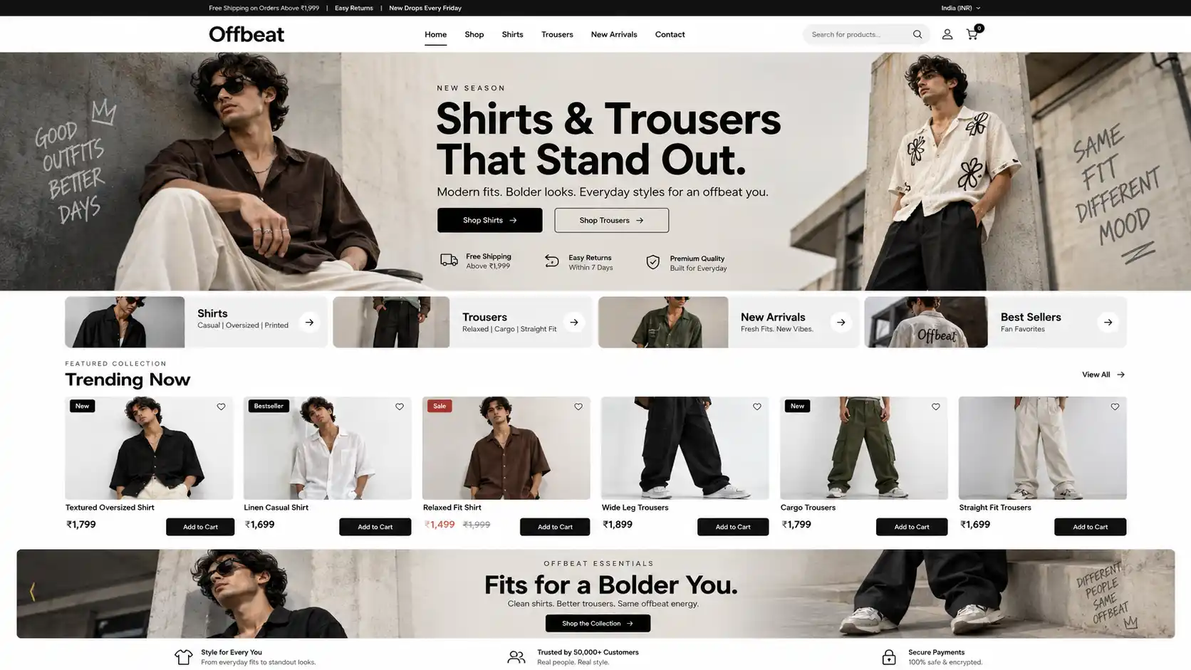 Offbeat ecommerce clothing store project